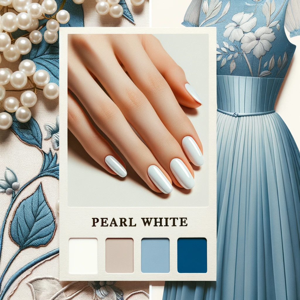 Nail Colors for Blue Dress: Pearl White