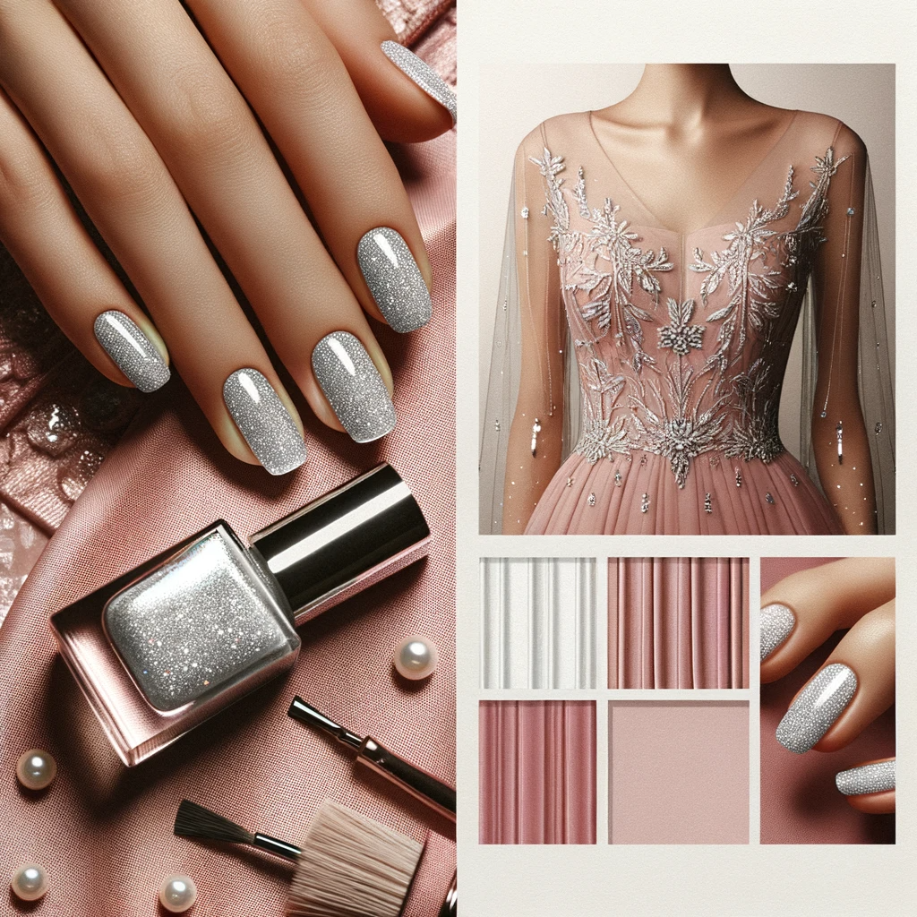 Nail Colors for Pink Dress - Silver Sparkle